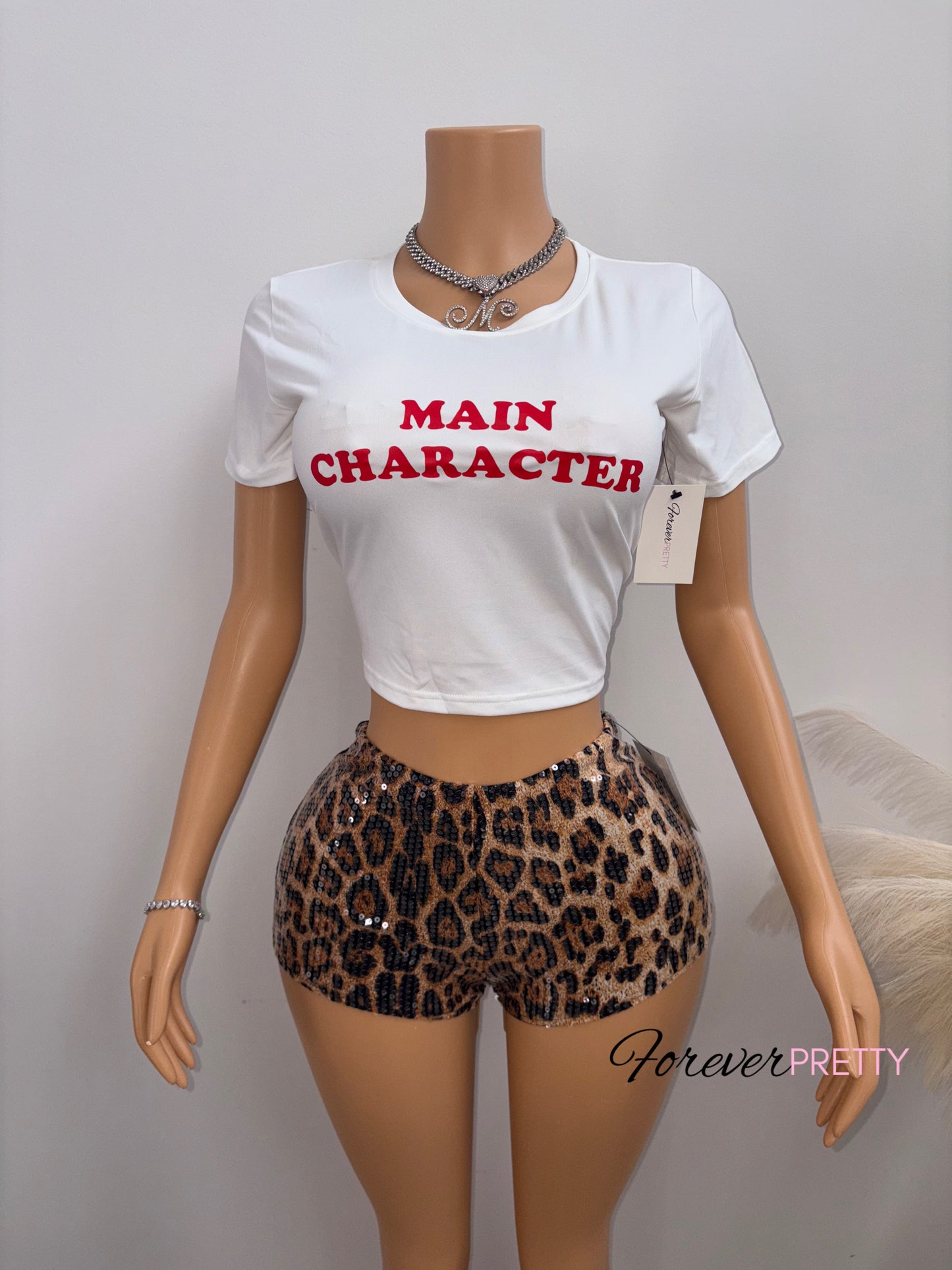 Y2K Baby Leopard Sequin Shorts
