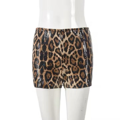 Y2K Baby Leopard Sequin Shorts