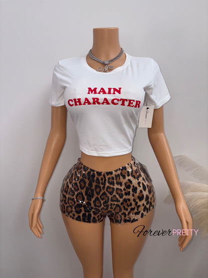 Y2K Baby Leopard Sequin Shorts