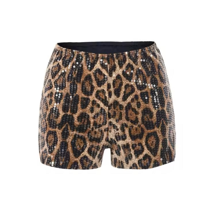 Y2K Baby Leopard Sequin Shorts