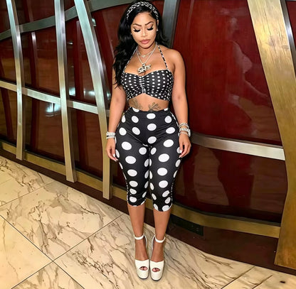 Pinup Doll Polka Dot Capri Set