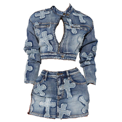 Cross Your Heart Denim Set